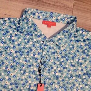 REDVANLY Marne Polo Men XL Curacao Multi Floral AOP Performance Golf Stretch NEW